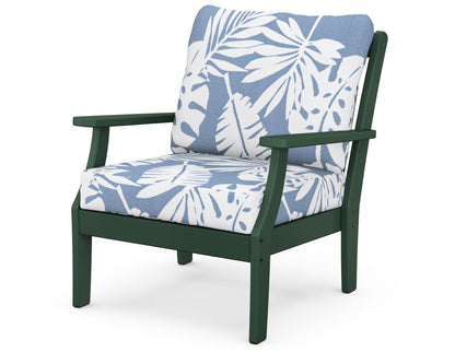 POLYWOOD® Braxton Deep Seating Chair in Green / Leaf Sky Blue