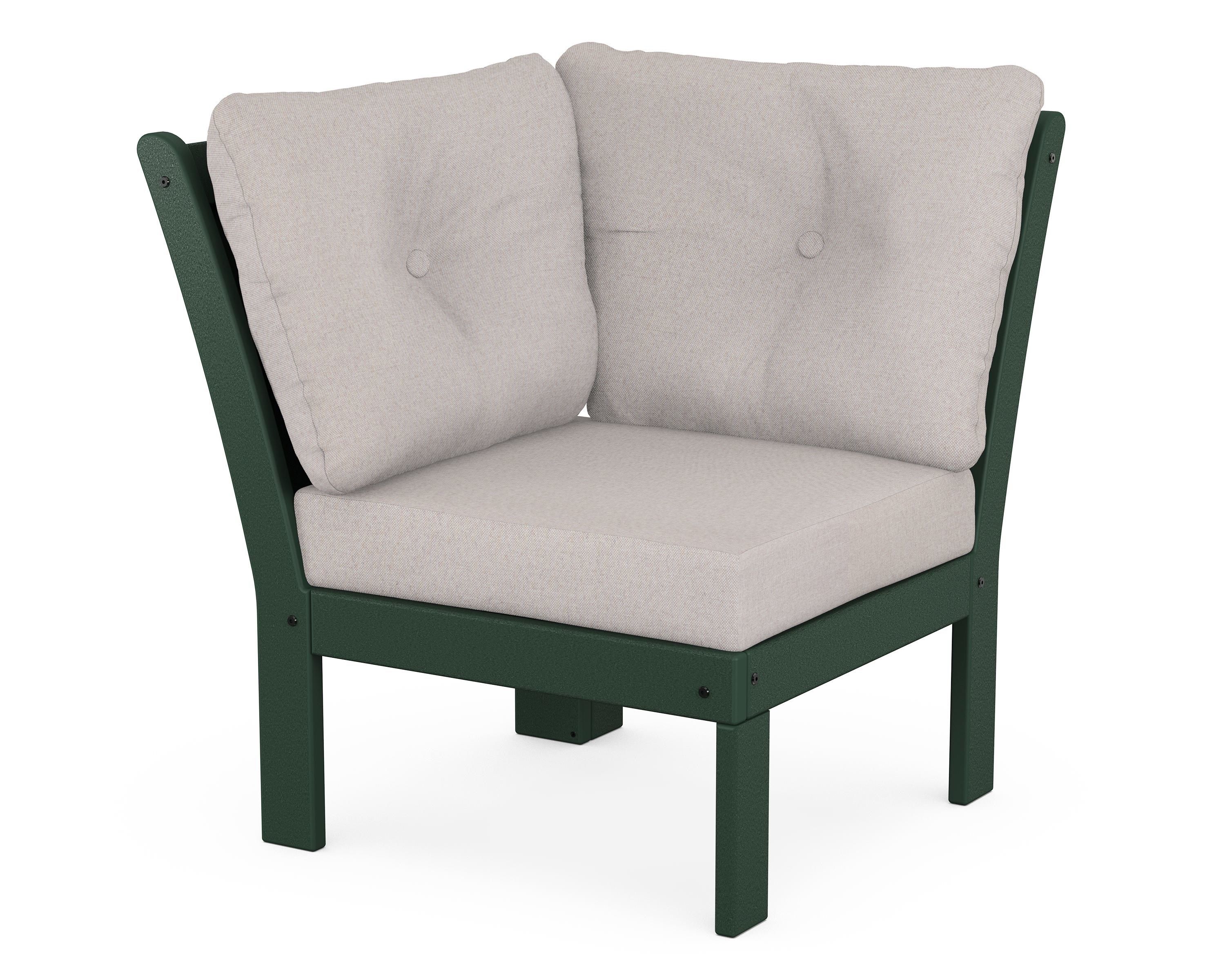 POLYWOOD® Vineyard Modular Corner Chair in Green / Dune Burlap