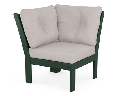 POLYWOOD® Vineyard Modular Corner Chair in Green / Dune Burlap