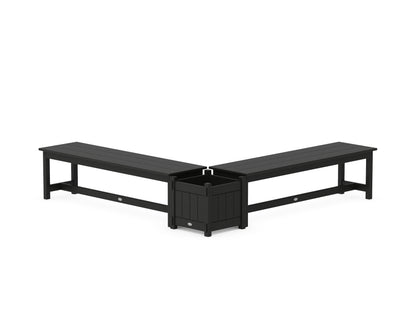 POLYWOOD® 60" Vineyard L- Shaped Planter Bench Set in Black
