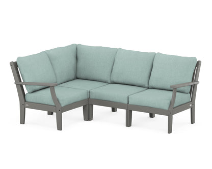 POLYWOOD® Braxton Modular 4-Piece Deep Seating Set in Slate Grey / Glacier Spa