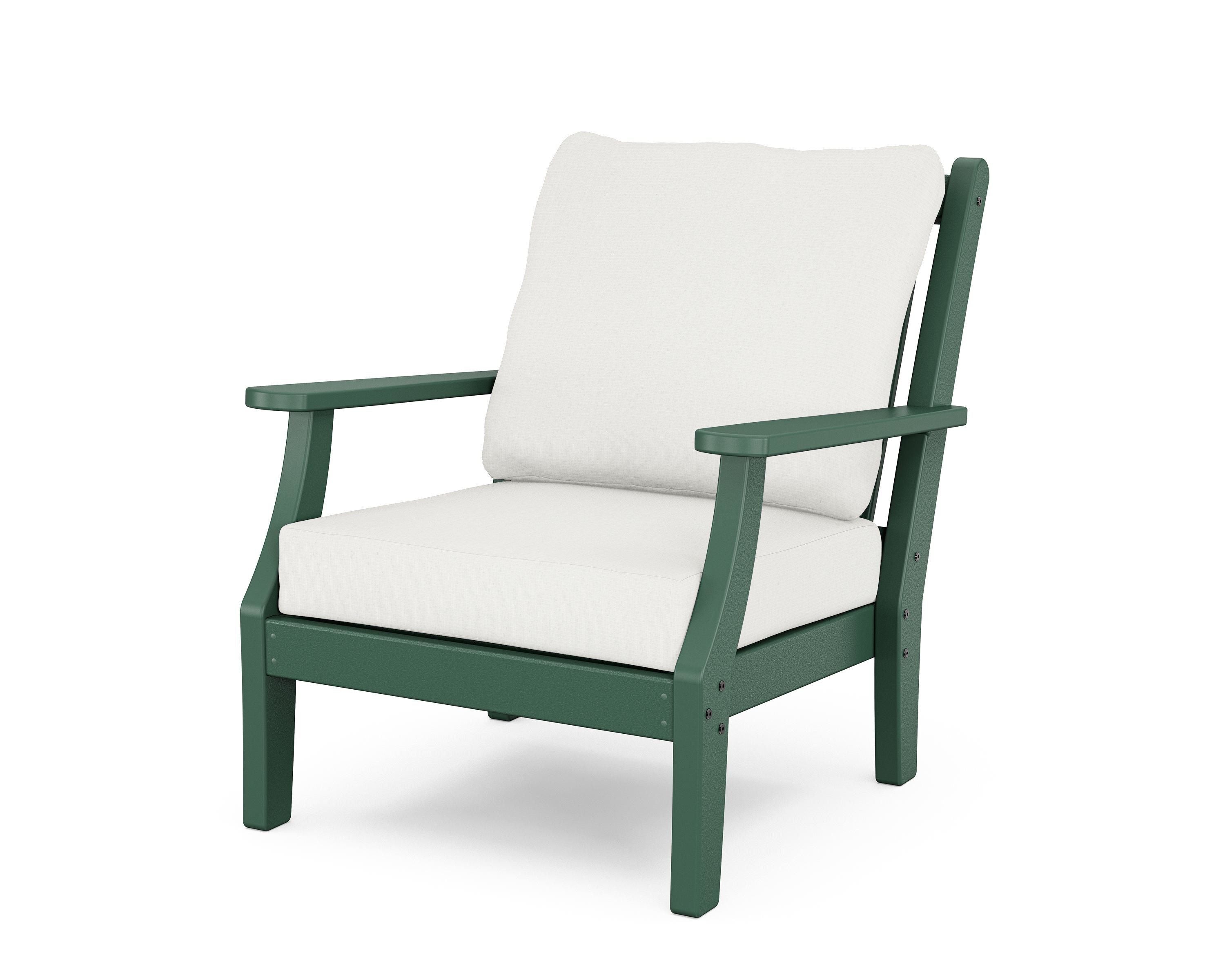 Country Living Wovendale Deep Seating Chair in Green / Natural Linen