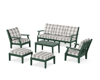 Country Living Wovendale 6-Piece Lounge Sofa Set in Green / Buffalo Plaid Grey Mist