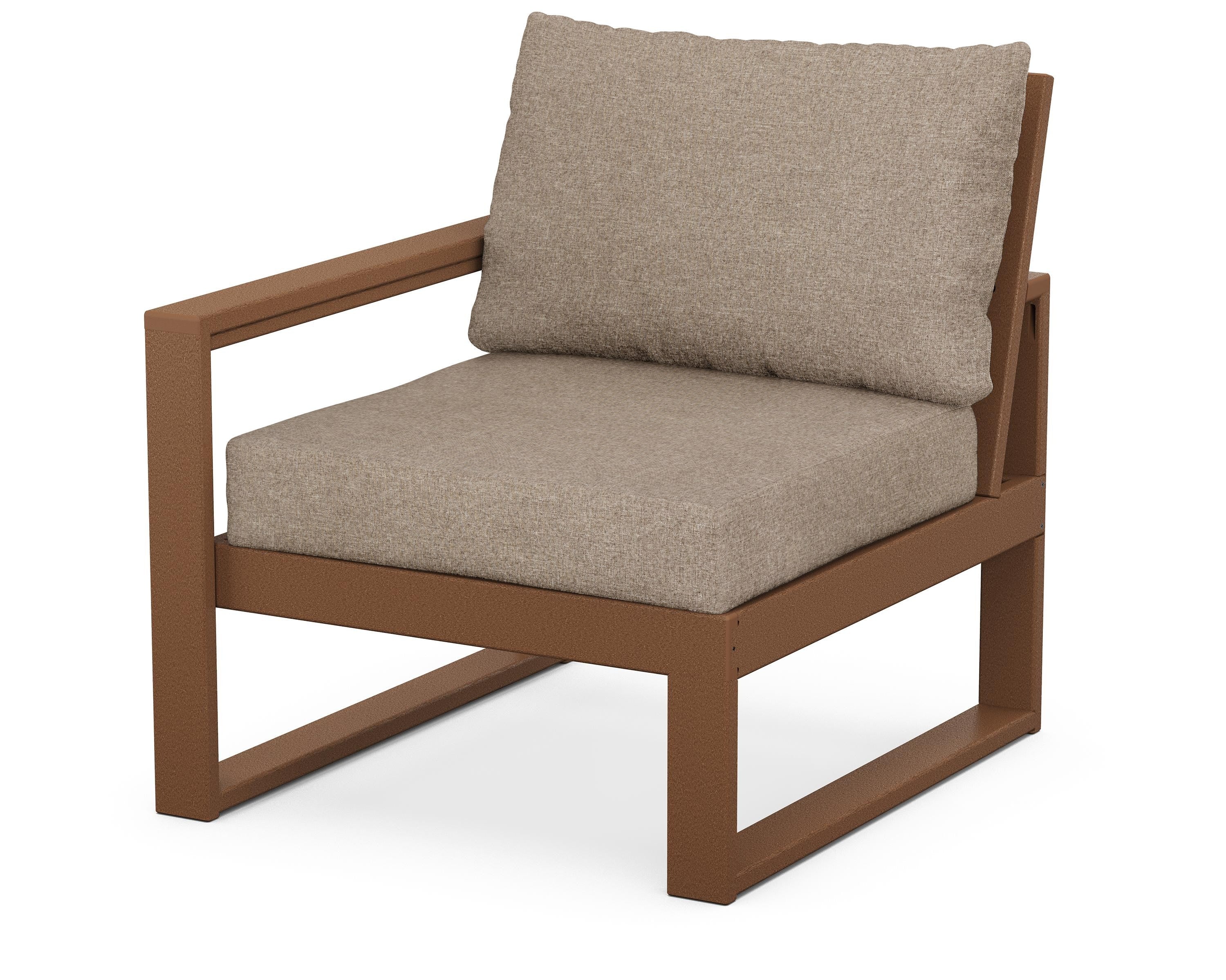 POLYWOOD® EDGE Modular Left Arm Chair in Teak / Spiced Burlap