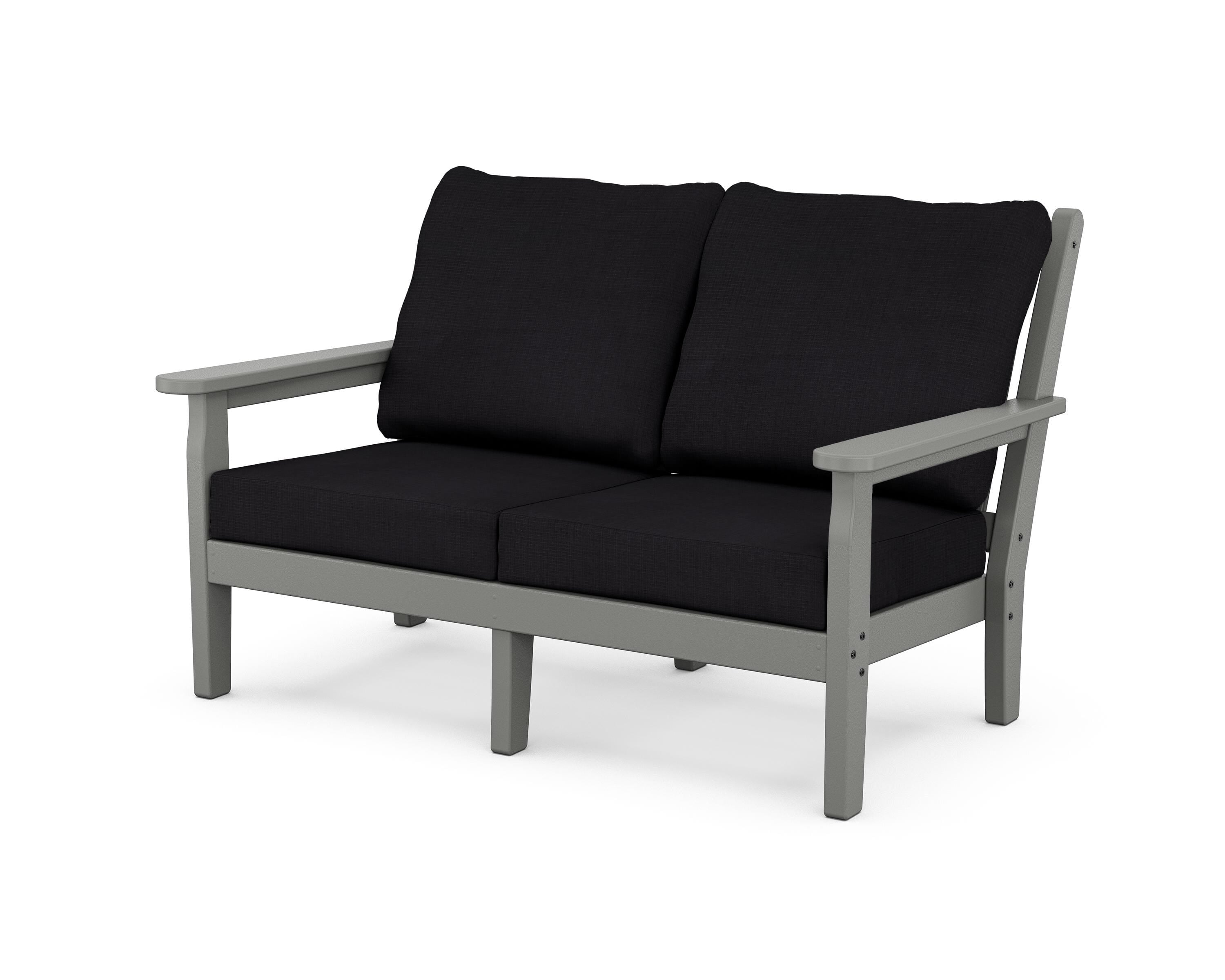 POLYWOOD® Chippendale Deep Seating Loveseat in Slate Grey / Midnight Linen