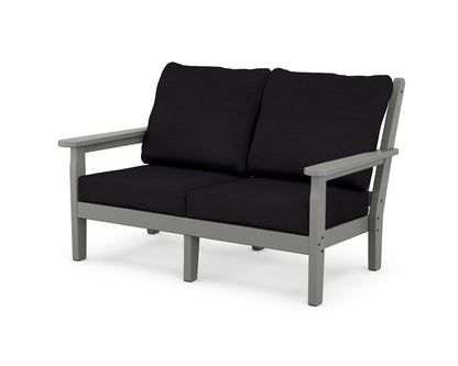 POLYWOOD® Chippendale Deep Seating Loveseat in Slate Grey / Midnight Linen
