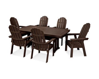 POLYWOOD® Vineyard Curveback Adirondack 7-Piece Dining Set with Trestle Legs in Mahogany
