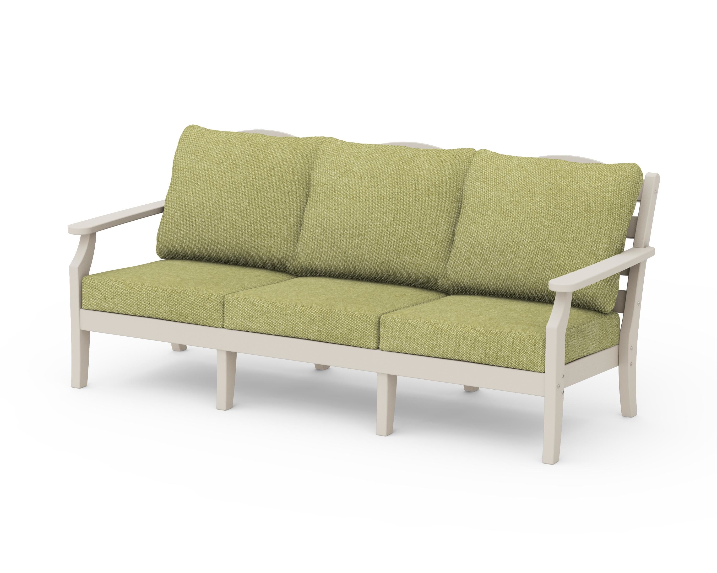 Draper James™ by  POLYWOOD® Savannah Deep Seating Sofa in Sand / Chartreuse Boucle