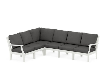 POLYWOOD® Braxton Modular 6-Piece Deep Seating Set in Vintage White / Spectrum Carbon