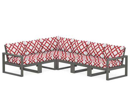 POLYWOOD® EDGE 6-Piece Modular Deep Seating Set in Slate Grey / Trellis Crimson