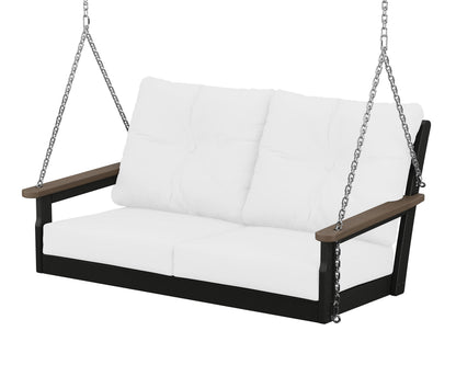 POLYWOOD® Vineyard Deep Seating Swing in Black / Kona / Natural