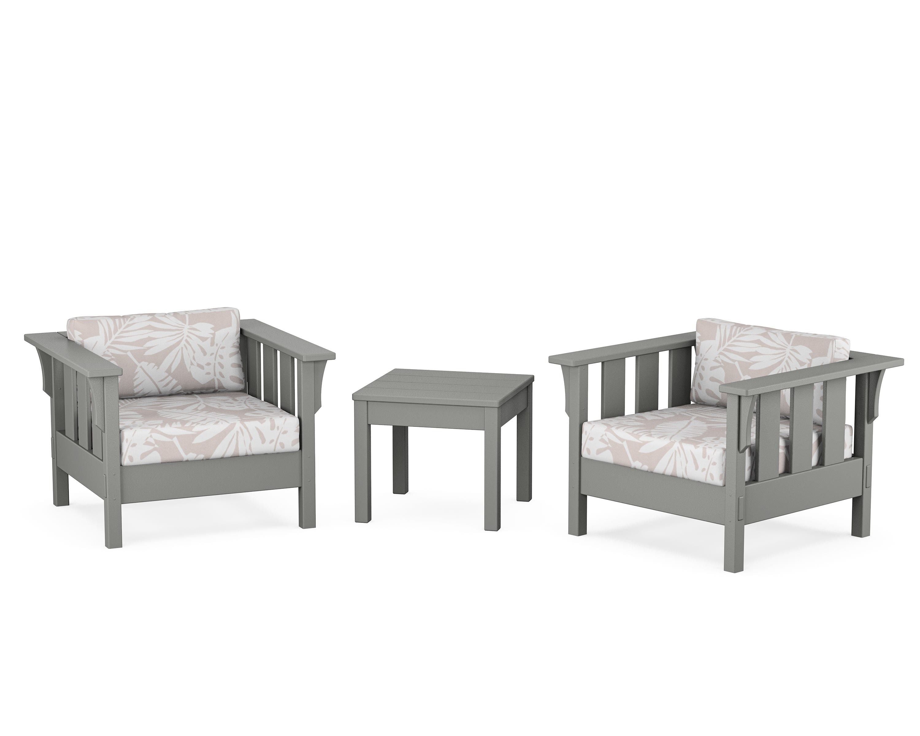 Martha Stewart by POLYWOOD® Acadia 3-Piece Deep Seating Set in Slate Grey / Leaf Dune Burlap
