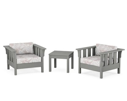 Martha Stewart by POLYWOOD® Acadia 3-Piece Deep Seating Set in Slate Grey / Leaf Dune Burlap