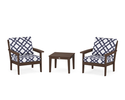Country Living Cottage 3-Piece Deep Seating Set in Mahogany / Trellis Navy