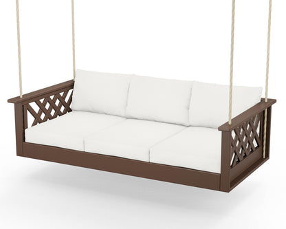 Country Living Wovendale Daybed Swing in Mahogany / Natural Linen