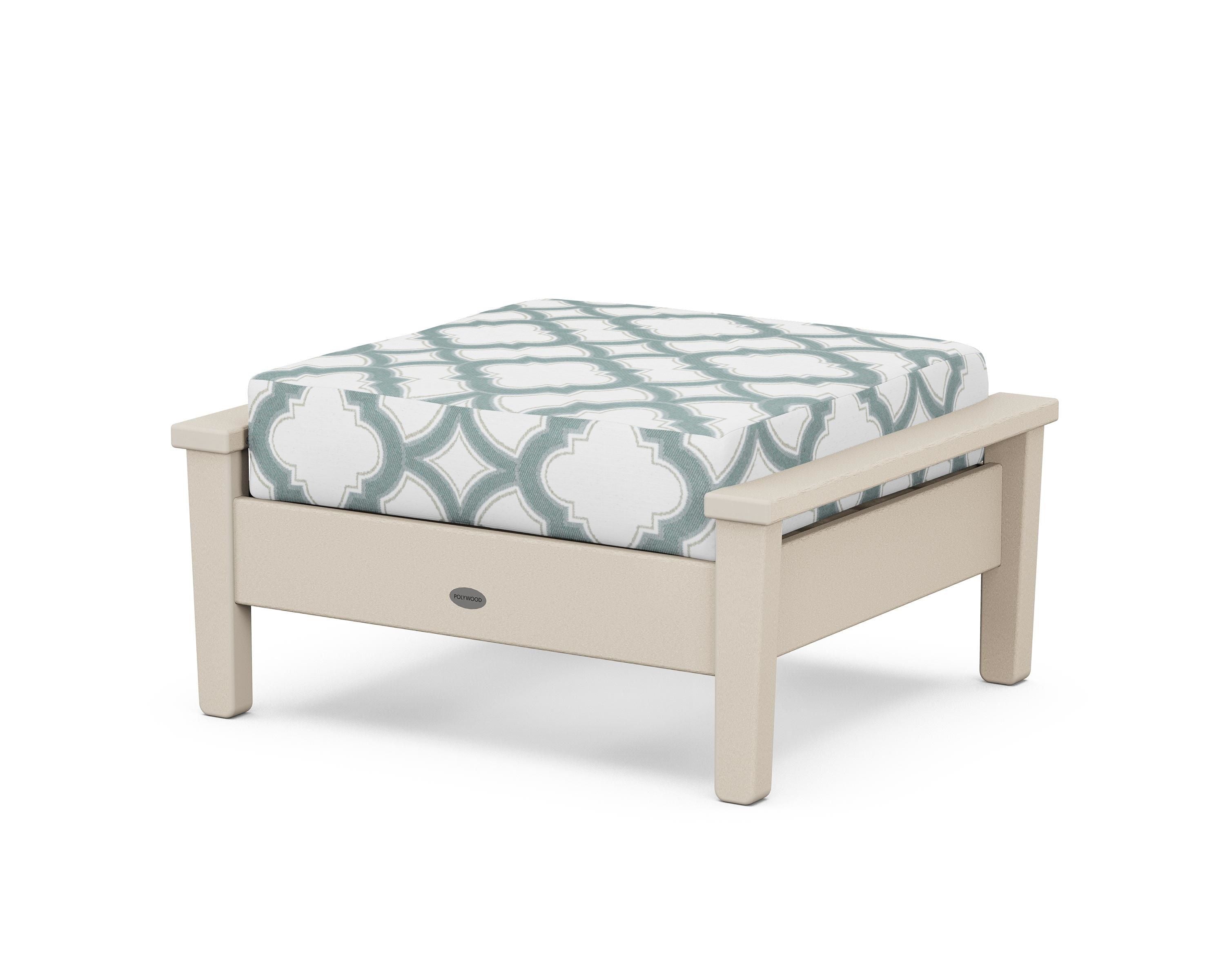 POLYWOOD® Prescott Deep Seating Ottoman in Sand / Trellis Glacier Spa