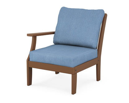 POLYWOOD® Braxton Modular Left Arm Chair in Teak / Sky Blue
