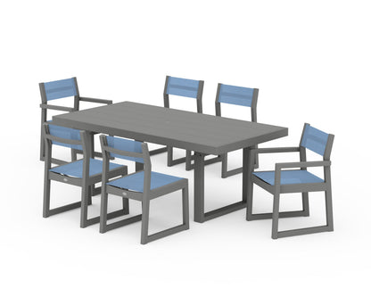 POLYWOOD® EDGE Sling 7-Piece Dining Set in Slate Grey / Poolside Sling