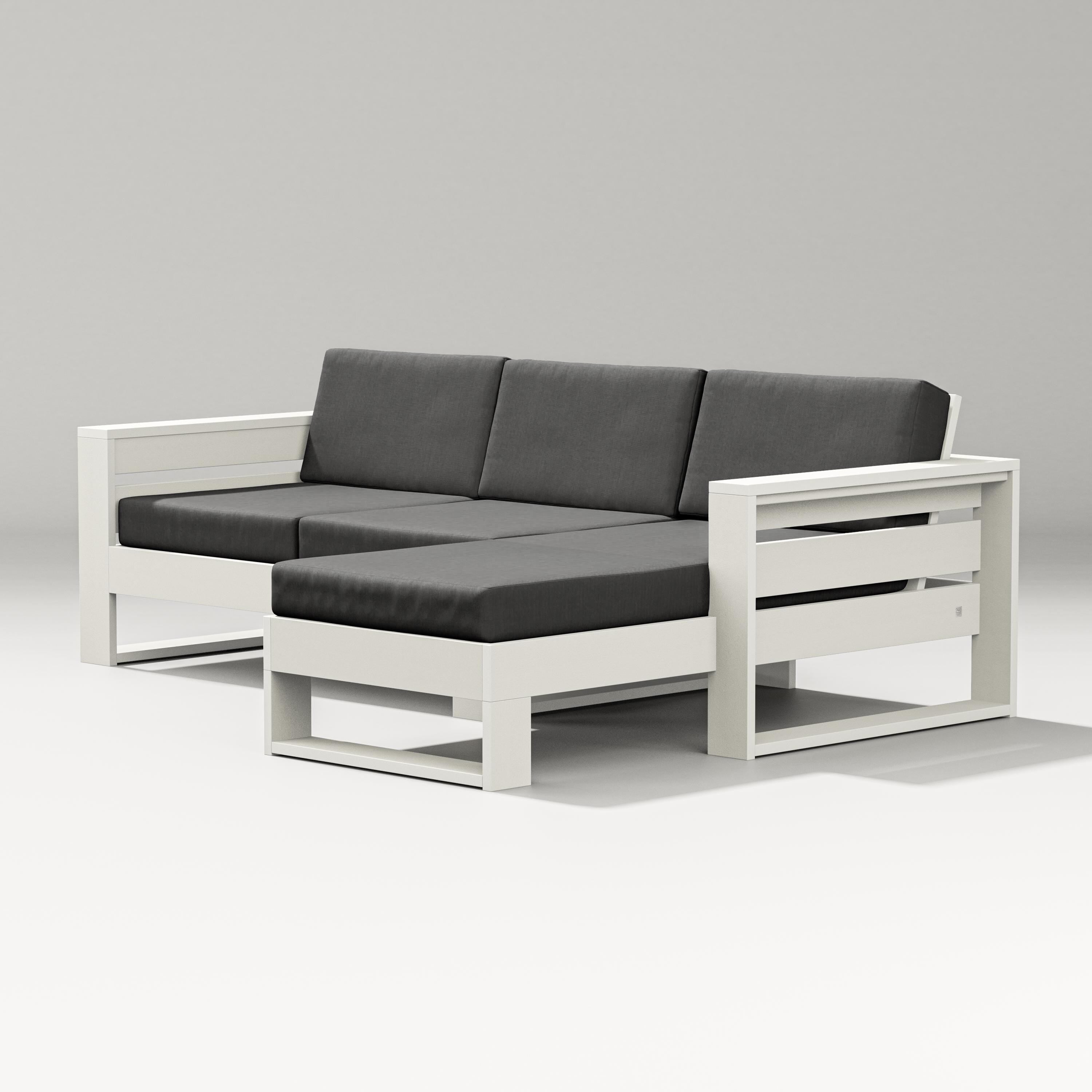 PW Designer Series Latitude Right Chaise Sectional in Vintage White / Spectrum Carbon