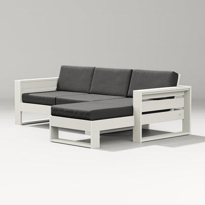 PW Designer Series Latitude Right Chaise Sectional in Vintage White / Spectrum Carbon