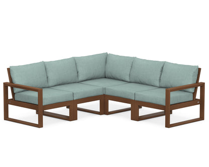 POLYWOOD® EDGE 5-Piece Modular Deep Seating Set in Teak / Glacier Spa
