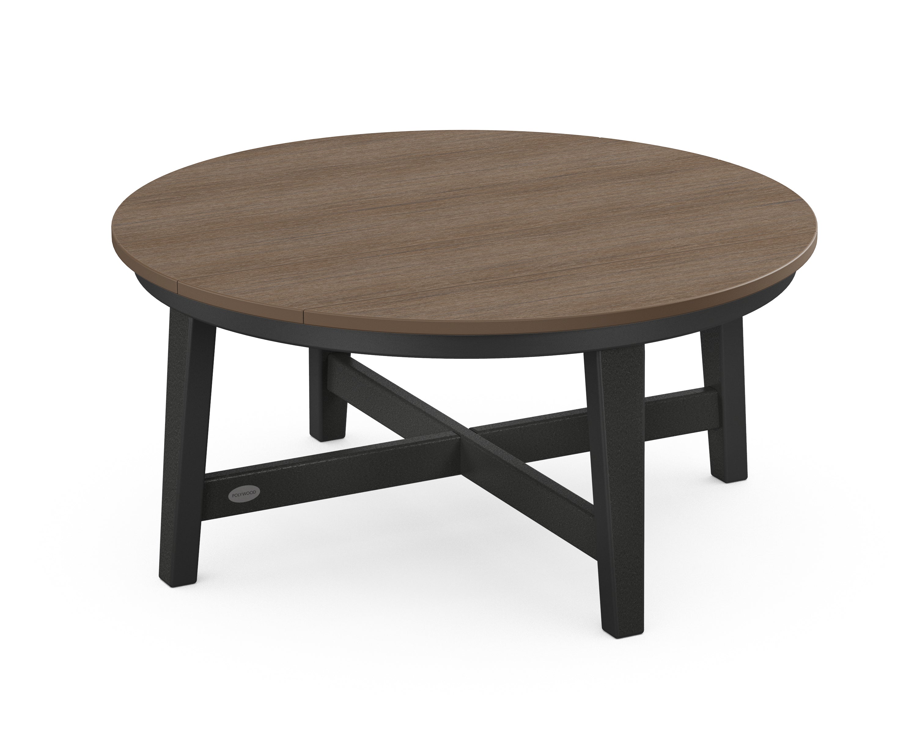 POLYWOOD® Newport 36" Round Coffee Table in Black / Kona