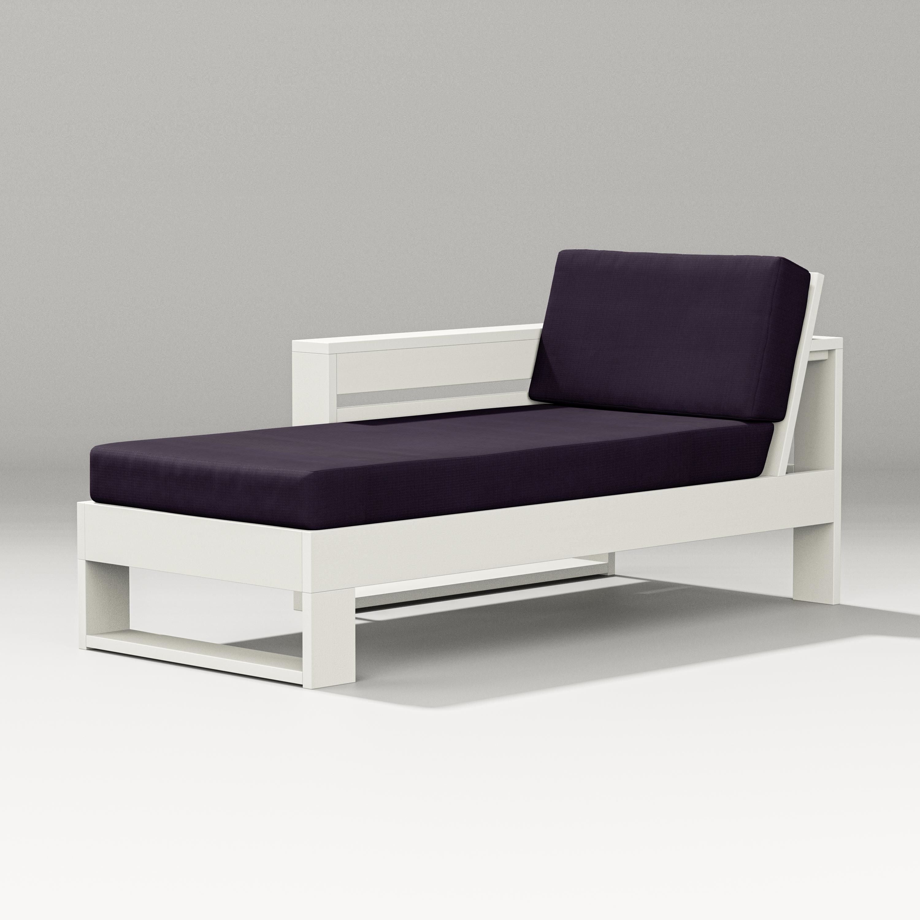 PW Designer Series Latitude Modular Left Arm Chaise in Vintage White / Navy Linen