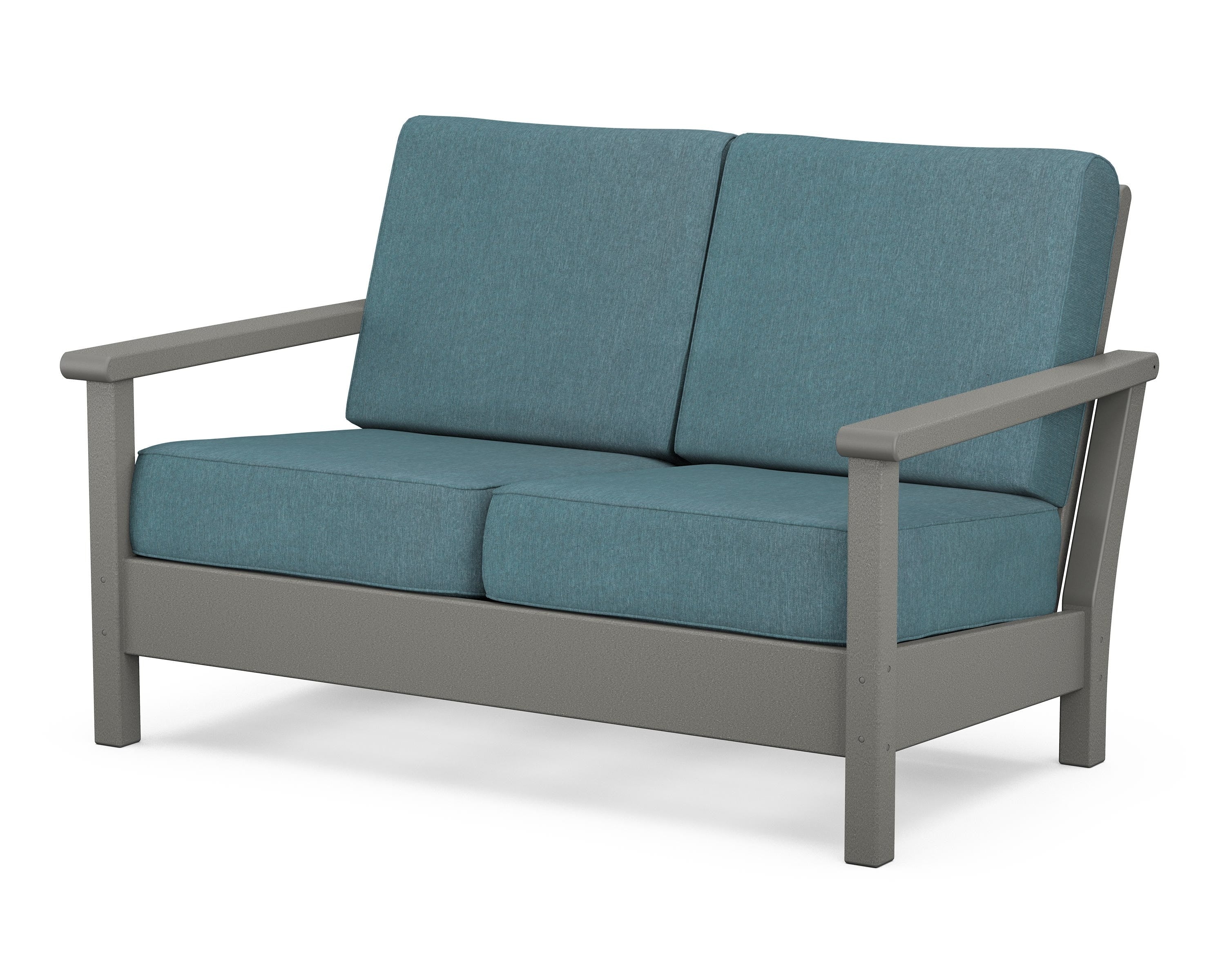 POLYWOOD® Harbour Deep Seating Loveseat in Slate Grey / Ocean Teal