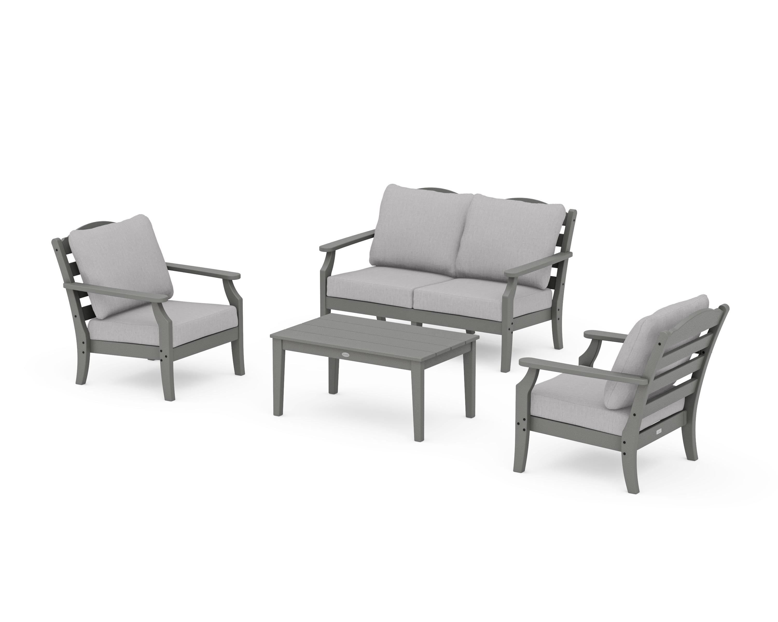 Draper James™ by  POLYWOOD® Savannah 4-Piece Deep Seating Set with Loveseat in Slate Grey / Granite