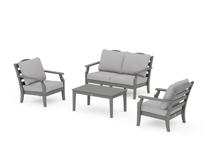 Draper James™ by  POLYWOOD® Savannah 4-Piece Deep Seating Set with Loveseat in Slate Grey / Granite