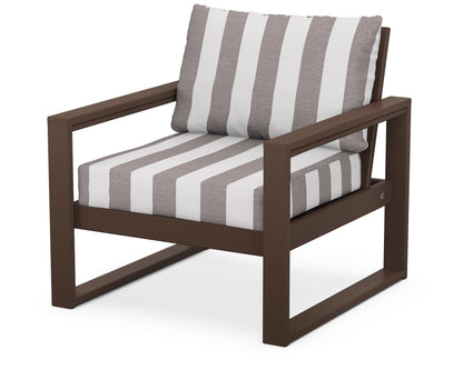 POLYWOOD® EDGE Club Chair in Mahogany / Cabana Stripe Grey Mist