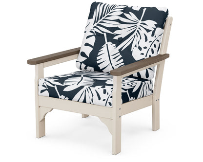 POLYWOOD® Vineyard Deep Seating Chair in Sand / Kona / Leaf Marine Indigo