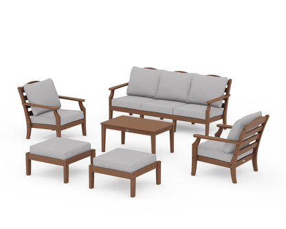 Draper James™ by  POLYWOOD® Savannah 6-Piece Lounge Sofa Set in Teak / Granite