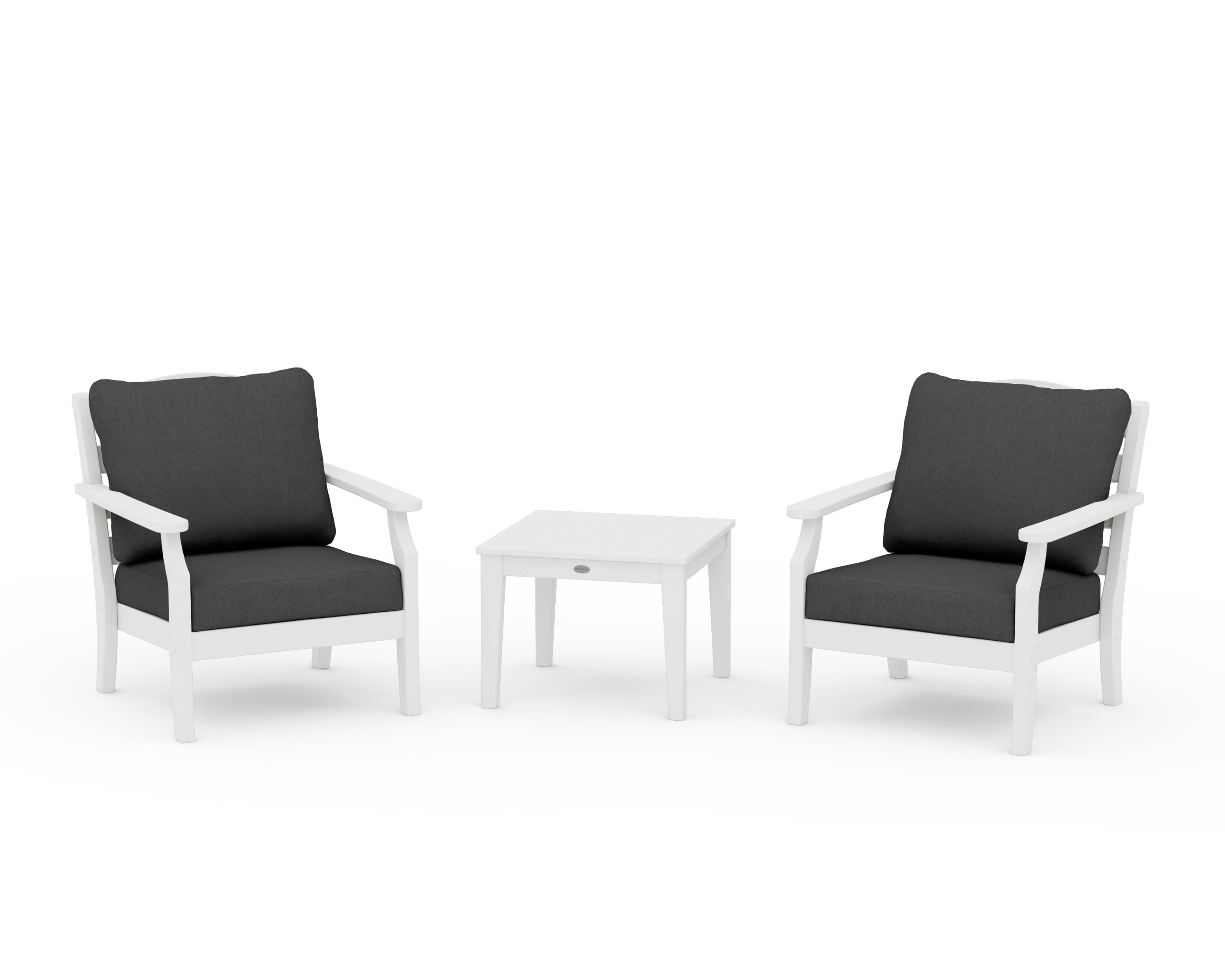 Draper James™ by  POLYWOOD® Savannah 3-Piece Deep Seating Set in White / Spectrum Carbon