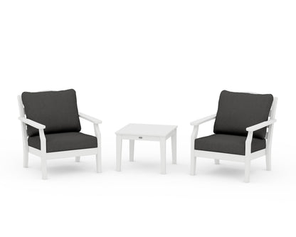 Draper James™ by  POLYWOOD® Savannah 3-Piece Deep Seating Set in White / Spectrum Carbon