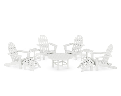 POLYWOOD® Classic Adirondack Chair 9-Piece Conversation Set in White