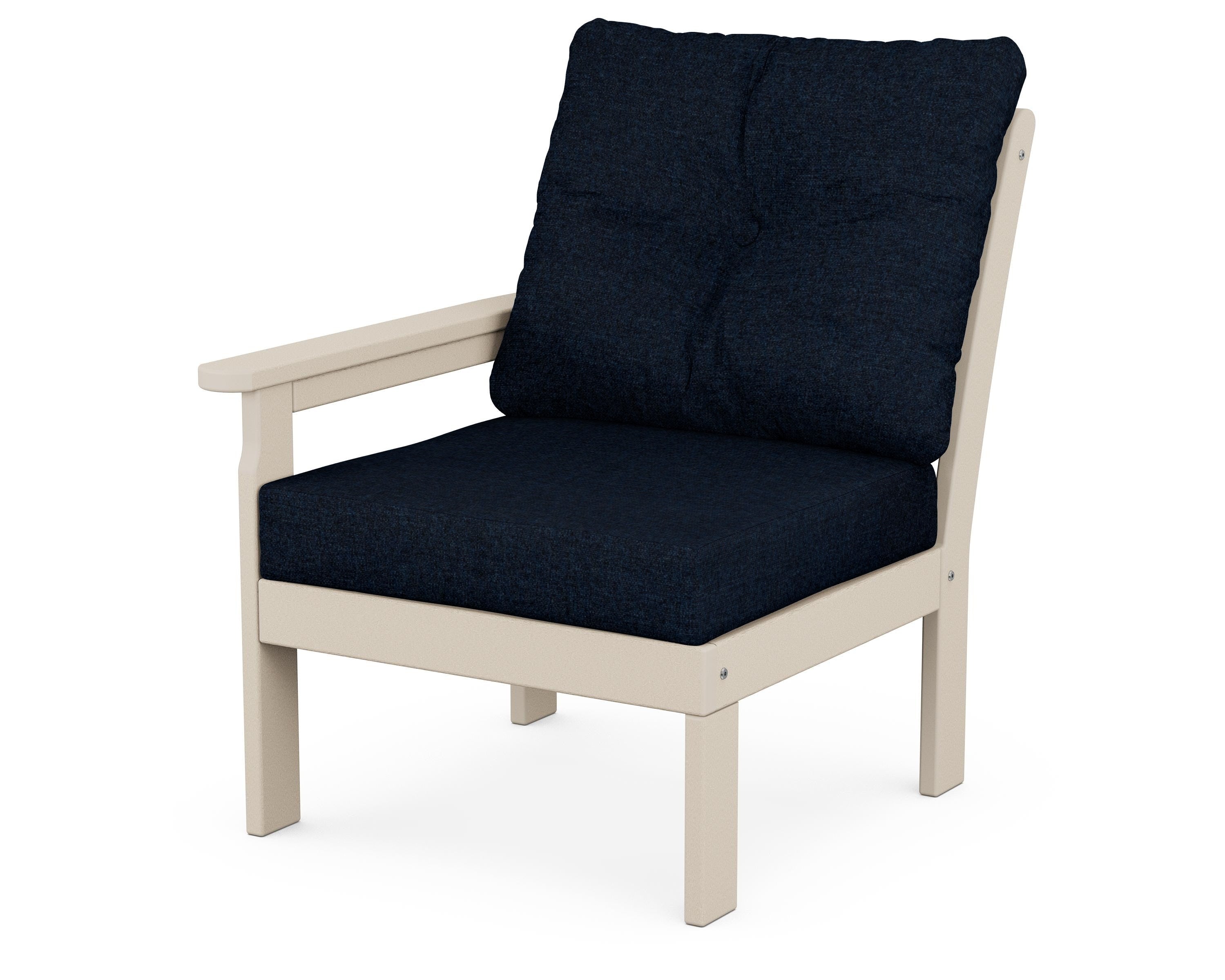 POLYWOOD® Vineyard Modular Left Arm Chair in Sand / Marine Indigo