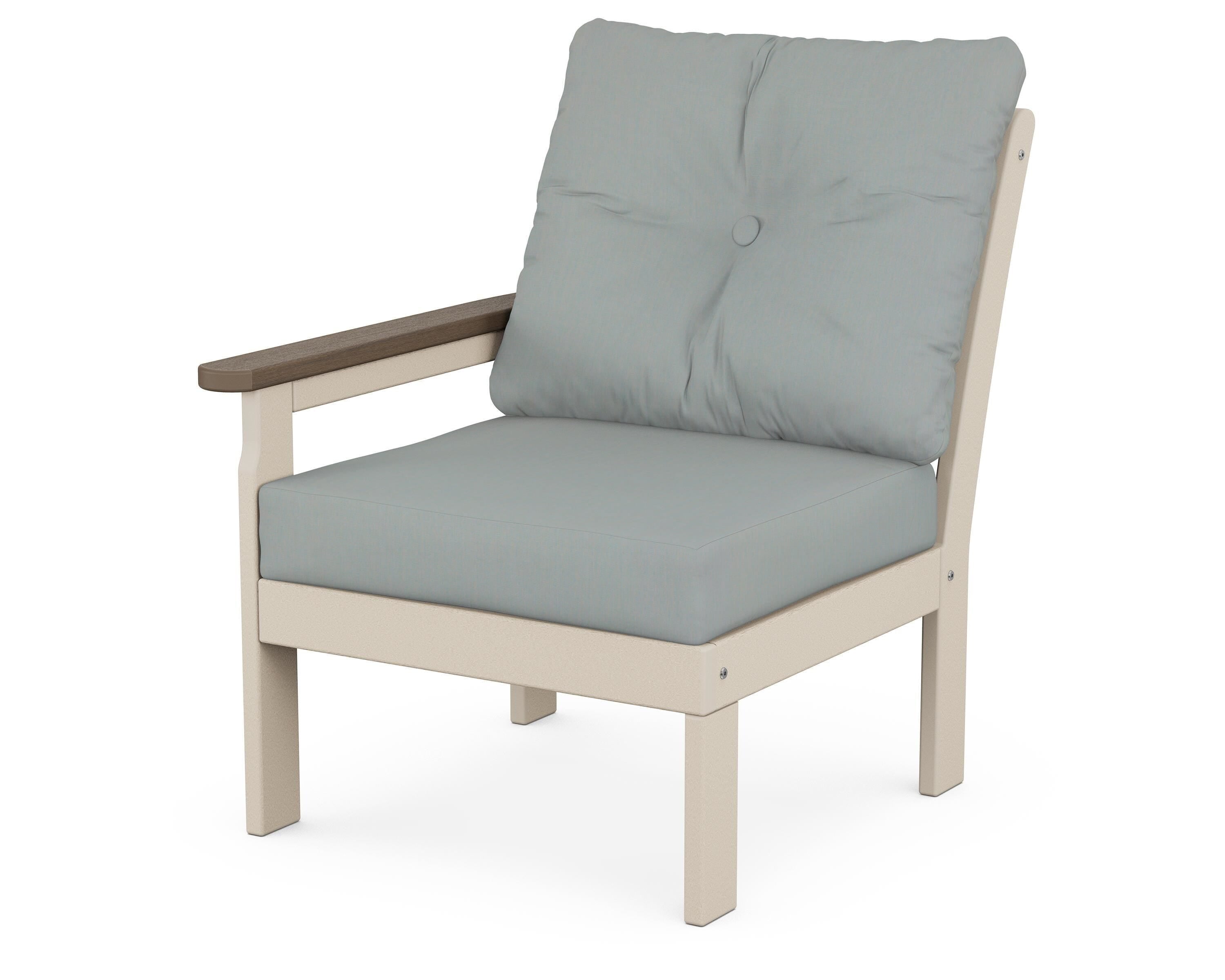 POLYWOOD® Vineyard Modular Left Arm Chair in Sand / Kona / Spa