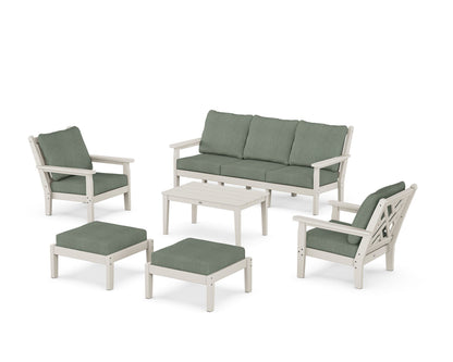 POLYWOOD® Chippendale 6-Piece Lounge Sofa Set in Sand / Cast Sage