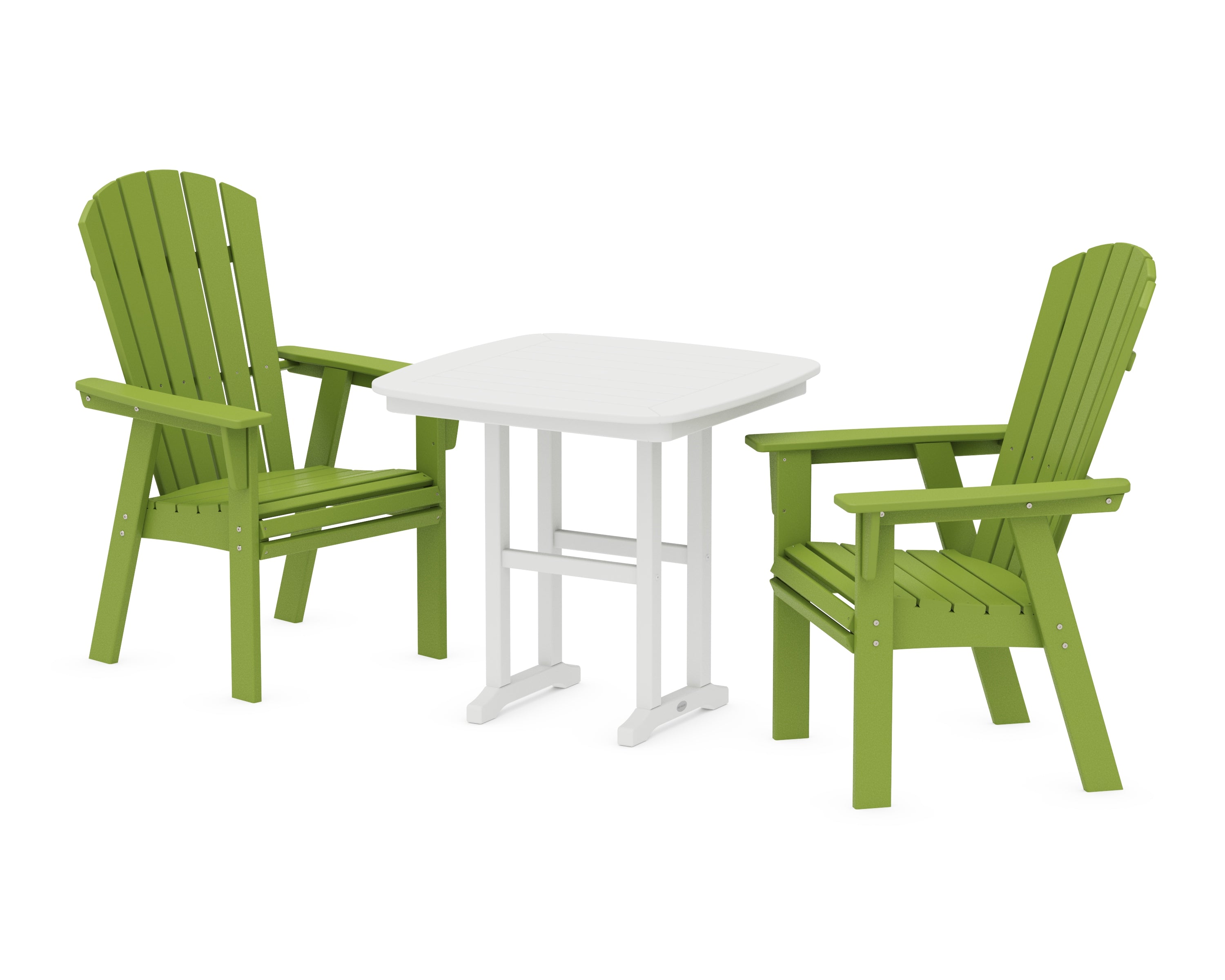 POLYWOOD® Nautical Adirondack 3-Piece Dining Set in Lime / White