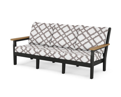 POLYWOOD® Chippendale Deep Seating Sofa in Black / Natural / Trellis Grey Mist