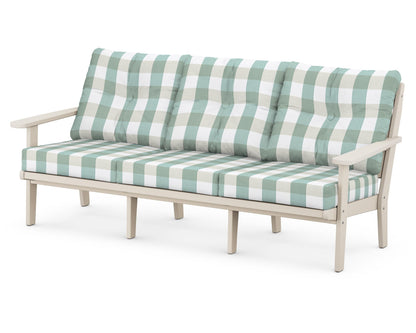 POLYWOOD® Lakeside Deep Seating Sofa in Sand / Buffalo Plaid Glacier Spa