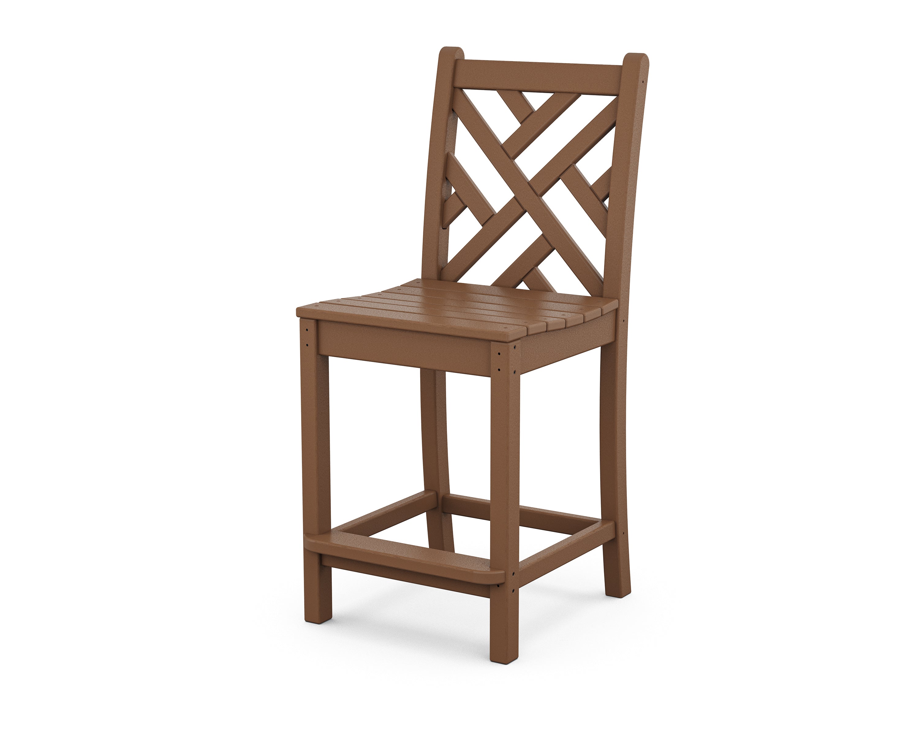 POLYWOOD® Chippendale Counter Side Chair in Teak