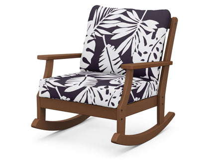 POLYWOOD® Braxton Deep Seating Rocking Chair in Teak / Leaf Navy