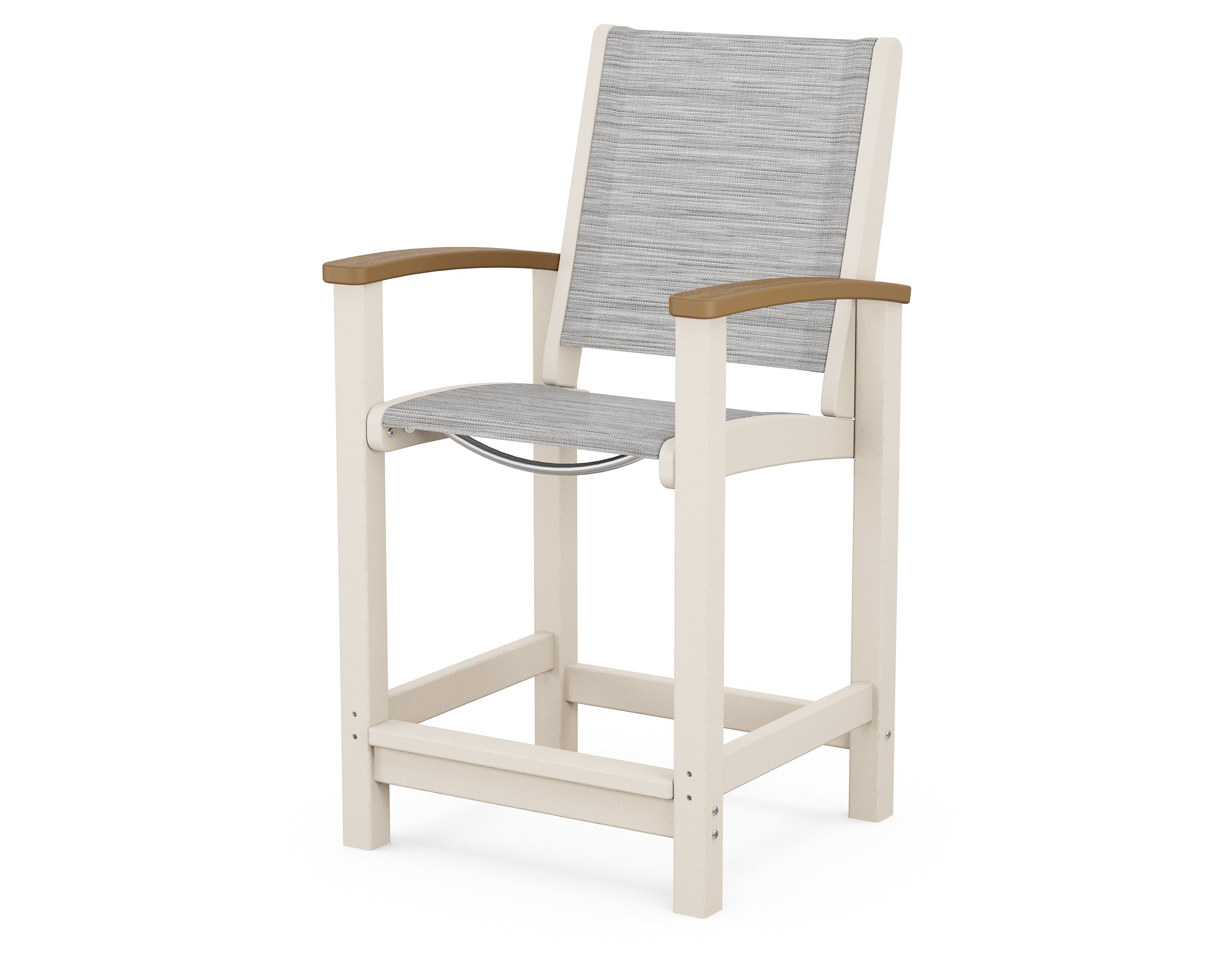 POLYWOOD® Coastal Counter Chair in Sand / Natural / Metallic Sling
