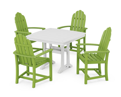 POLYWOOD® Classic Adirondack 5-Piece Dining Set with Trestle Legs in Lime / White
