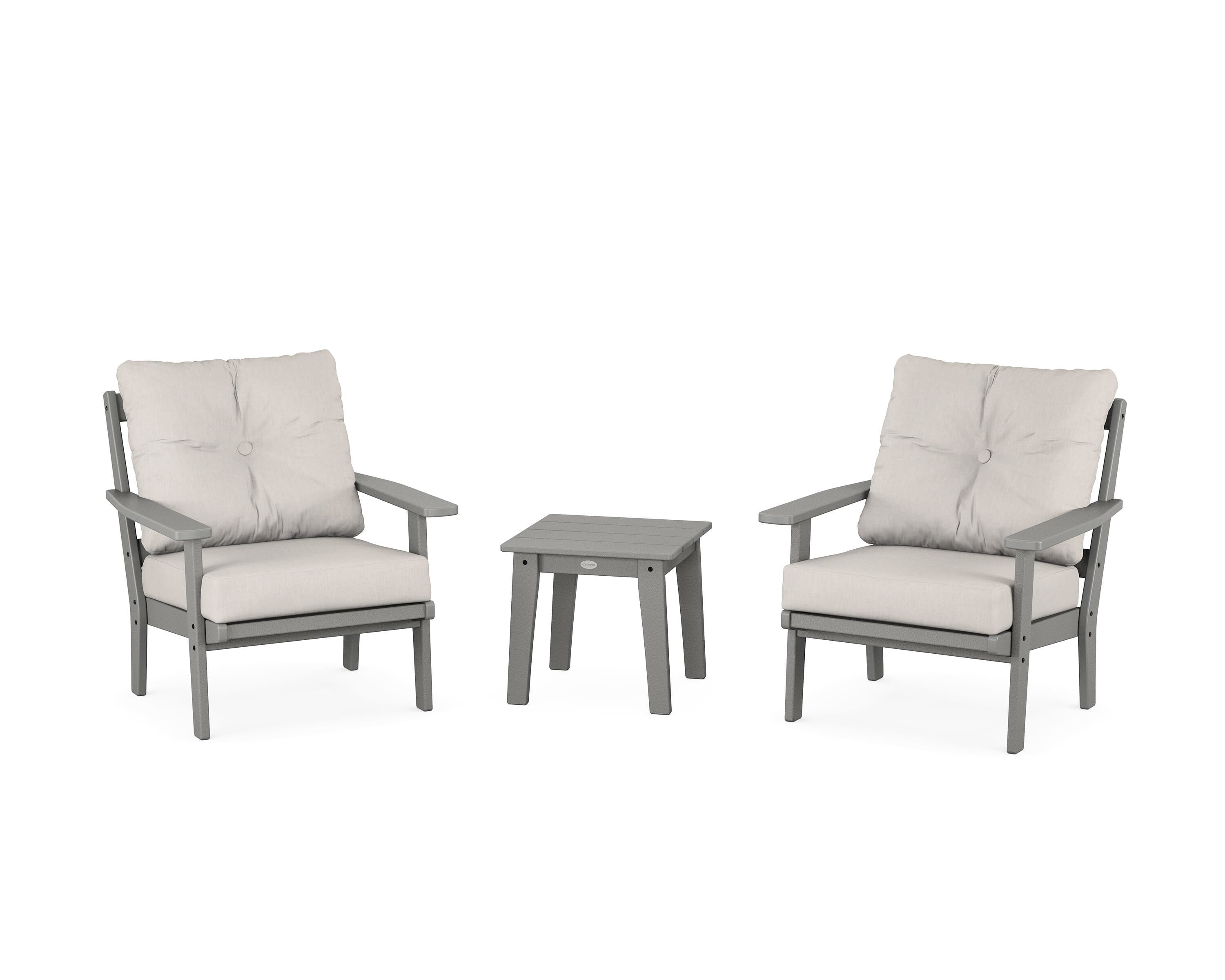 POLYWOOD® Prairie 3-Piece Deep Seating Set in Slate Grey / Cast Ash
