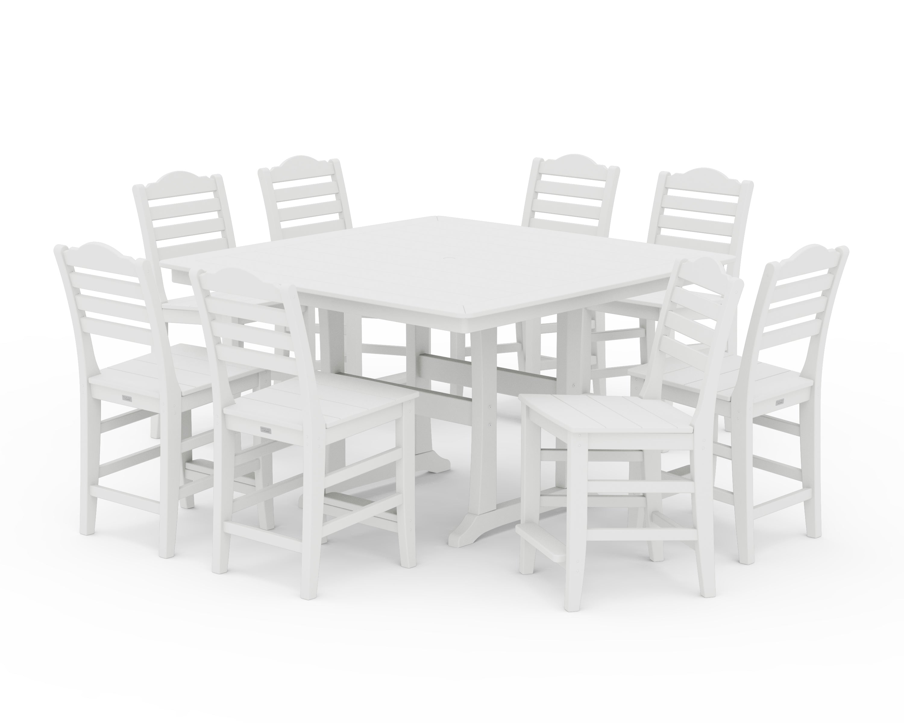 Draper James™ by  POLYWOOD® Savannah Side Chair 9-Piece Square Counter Set with Trestle Legs in White