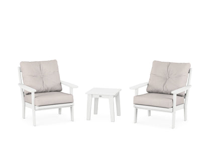 POLYWOOD® Prairie 3-Piece Deep Seating Set in White / Dune Burlap