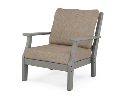 Martha Stewart by POLYWOOD® Chinoiserie Deep Seating Chair in Slate Grey / Spiced Burlap